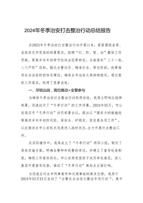 县公安局2024年冬季治安打击整治行动工作总结九篇.docx