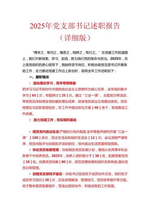 2025 党支部书记述职报告（详细版）.docx