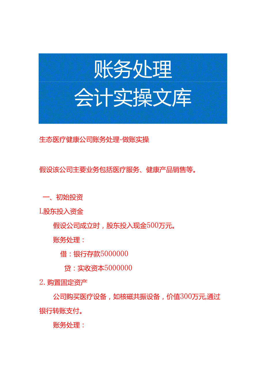 生态医疗健康公司账务处理做账实操.docx_第1页