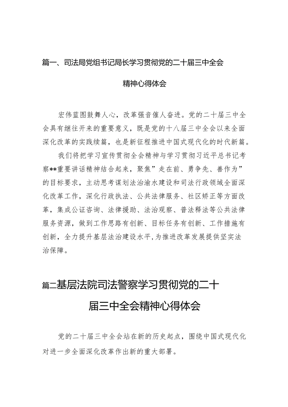 司法局党组书记局长学习贯彻党的二十三中全会精神心得体会10篇（最新版）.docx_第2页