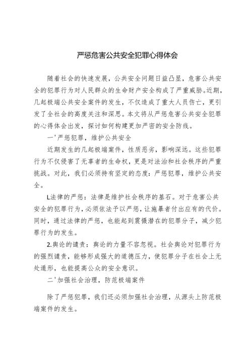 3篇 20242025年严惩危害公共安全犯罪心得体会.docx