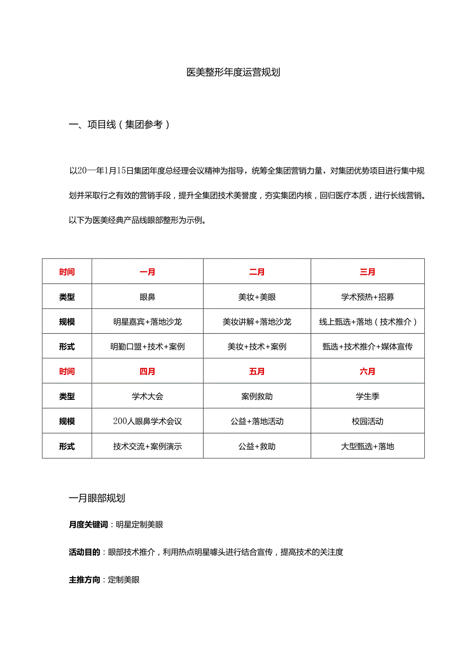 医美整形医院运营计划方案细则.docx_第1页
