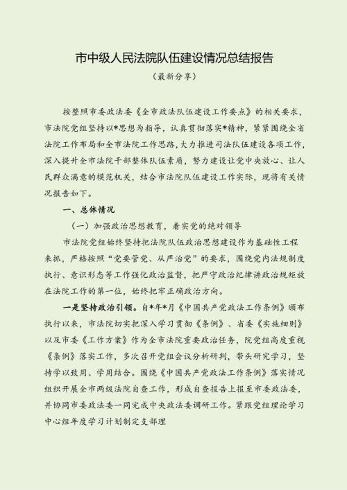 市中级人民法院队伍建设情况总结报告（最新分享）.docx
