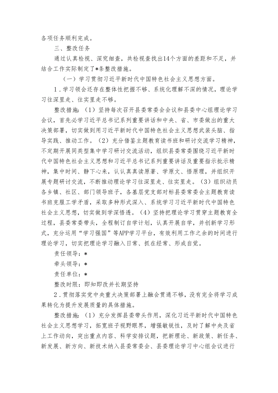 20242025主题教育专题民主生活会班子检视问题整改方案.docx_第3页