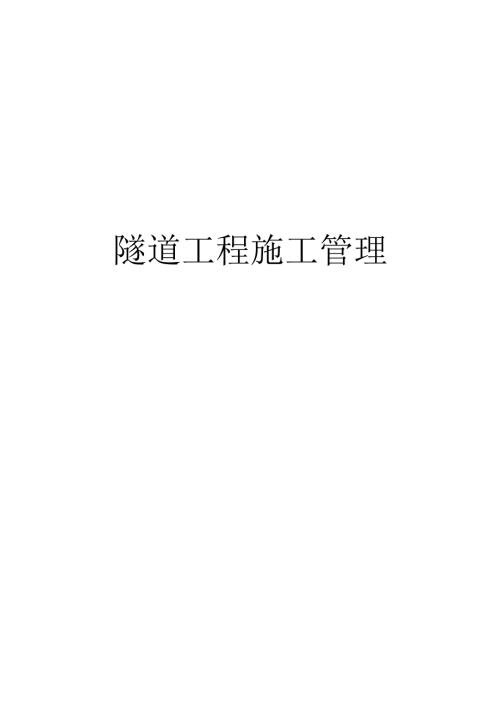 隧道工程施工管理.docx