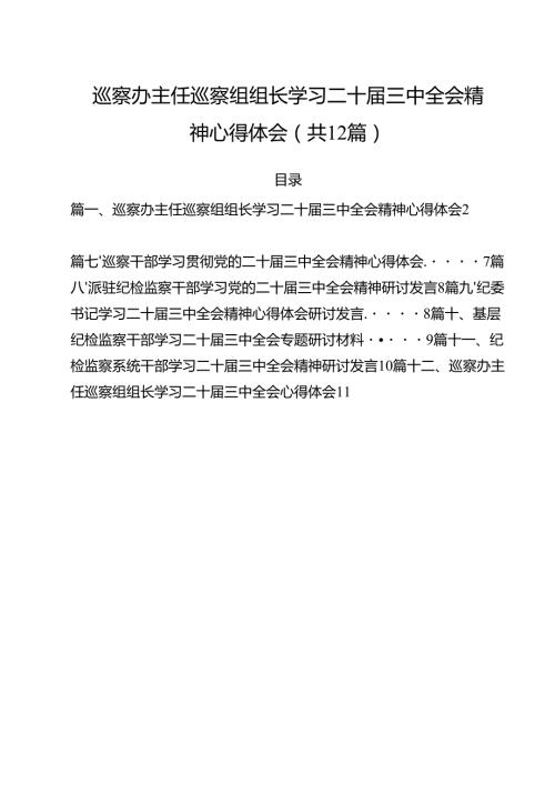 巡察办主任巡察组组长学习二十三中全会精神心得体会（共12篇选择）.docx