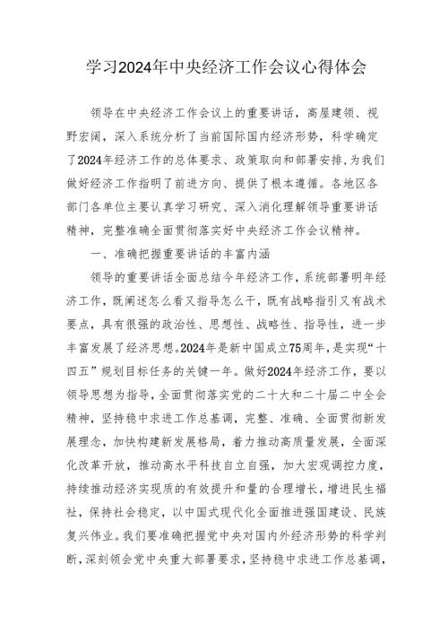 学习2024年中央经济工作会议个人心得体会 （7份）.docx