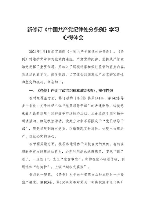 2024版新修订中国共产党纪律处分条例研讨交流发言11篇.docx