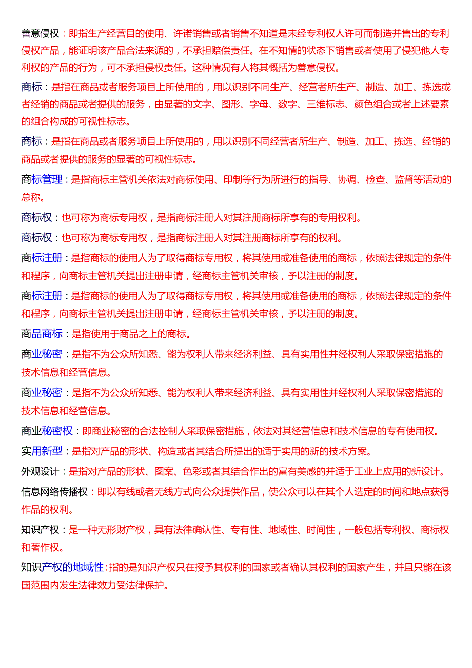 [2025版]国家开放大学法学本科《知识产权法》期末纸质考试第三大题名词解释题库.docx_第2页
