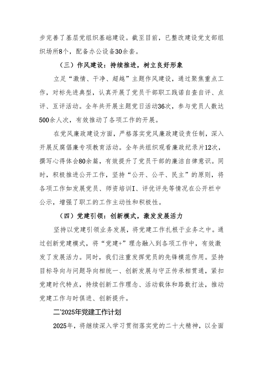 2024年党建工作总结及2025年党建工作计划汇报.docx_第3页