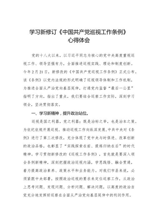 2024年新版《中国共产党巡视工作条例》学习心得体会(五篇).docx