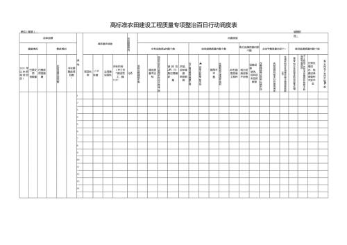 高标准农田建设工程质量专项整治百日行动调度表.docx