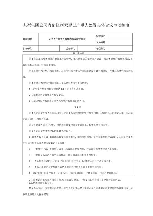 大型集团公司内部控制无形资产重大处置集体合议审批制度.docx