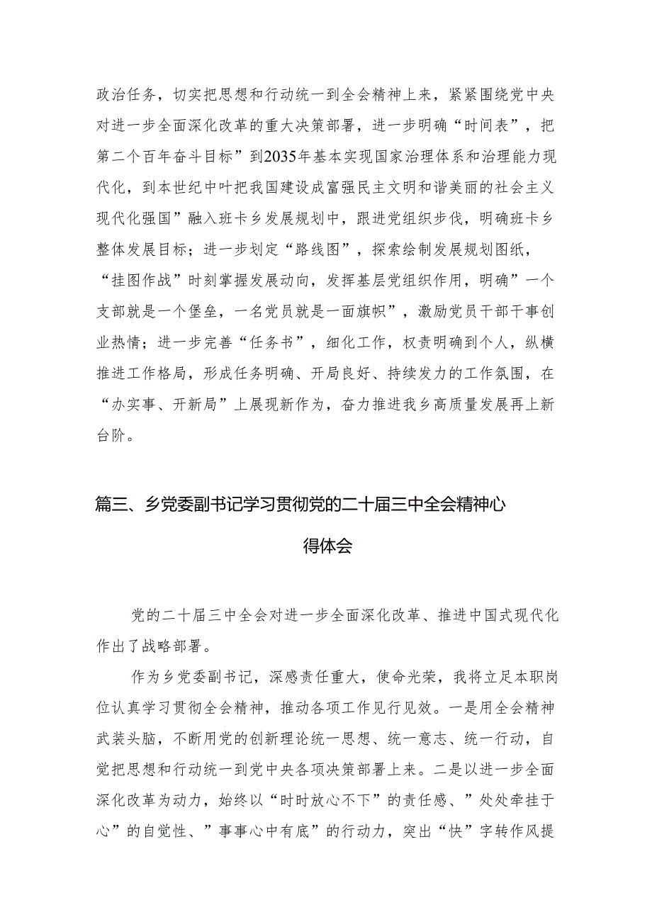 （15篇）乡镇党员干部学习贯彻党的二十三中全会精神心得体会（精编版）.docx_第3页