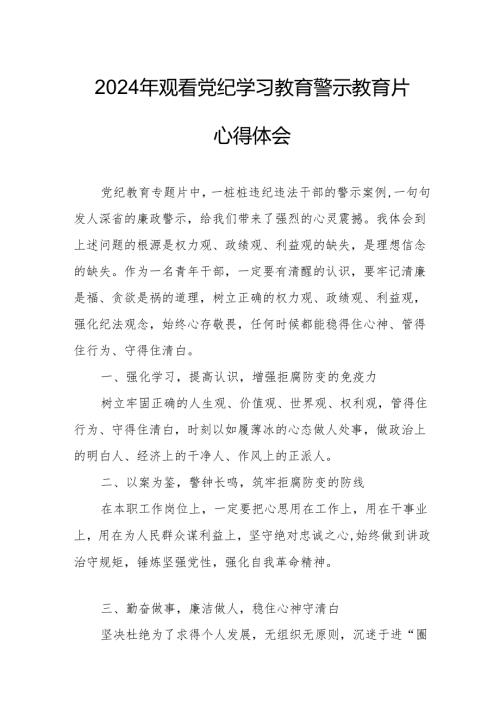 2024年央企单位党委书记观看《党纪学习教育》警示教育片个人心得体会 汇编14份.docx