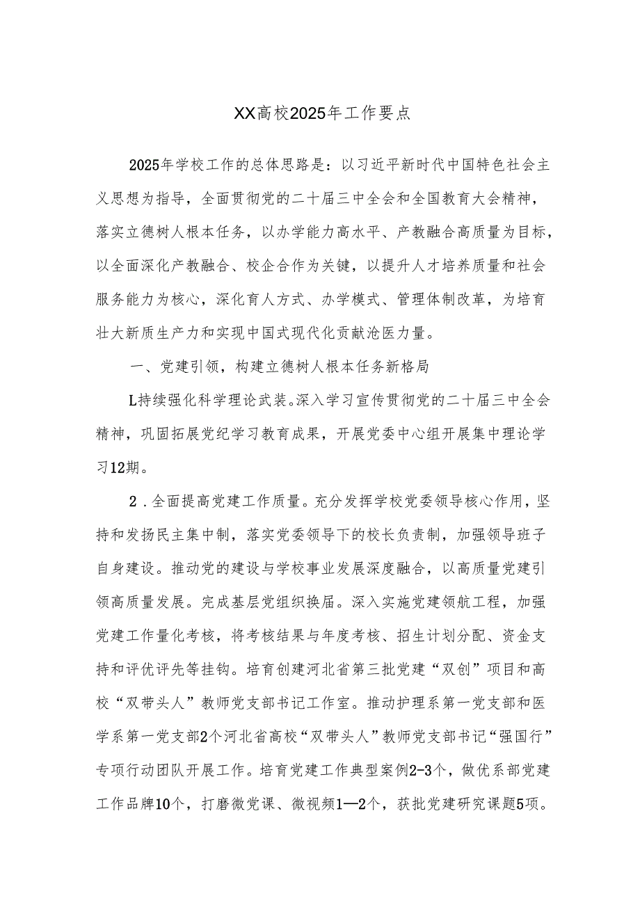 XX高校2025年工作要点.docx_第1页
