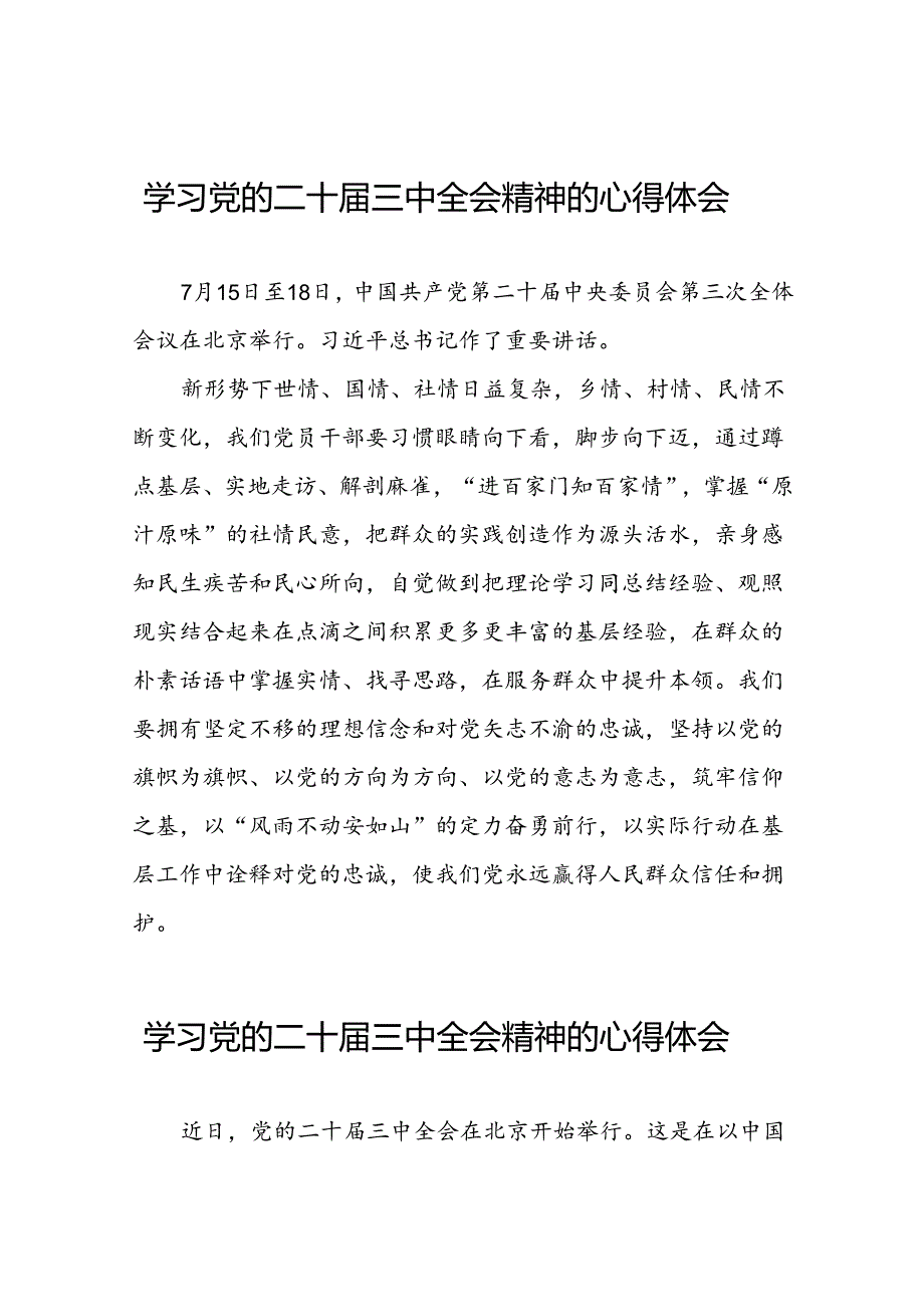 学习党的二十三中全会精神的心得感悟简短发言三十篇.docx_第1页