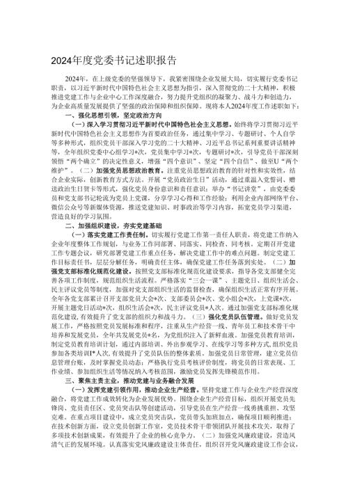 2024党委书记述职报告.docx