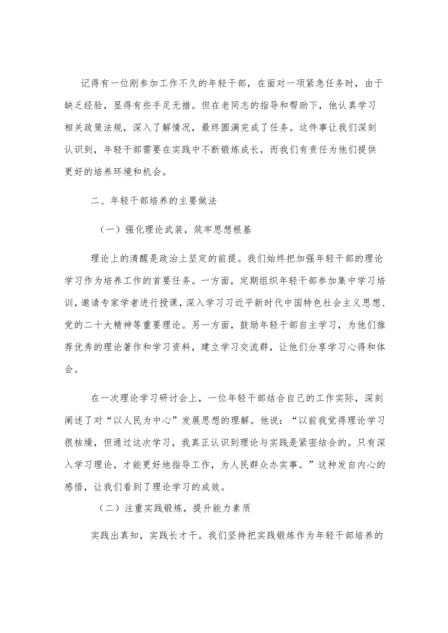 在年轻干部培养工作座谈会上的发言材料.docx_第2页