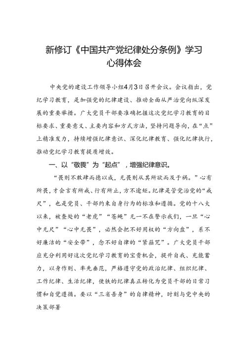 2024新修订中国共产党纪律处分条例六大纪律的学习心得体会八篇.docx