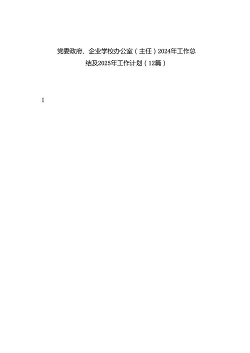 2024总结∣年终总结：党委政府、企业学校办公室（主任）2024年工作总结及2025年工作计划（12篇）.docx