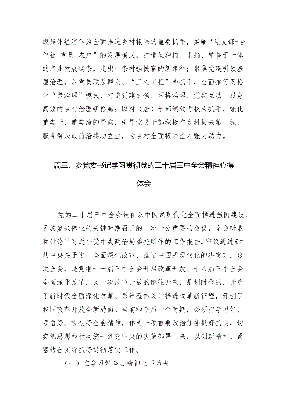 （11篇）镇党委书记学习贯彻党的二十三中全会精神心得体会范文汇编.docx_第3页