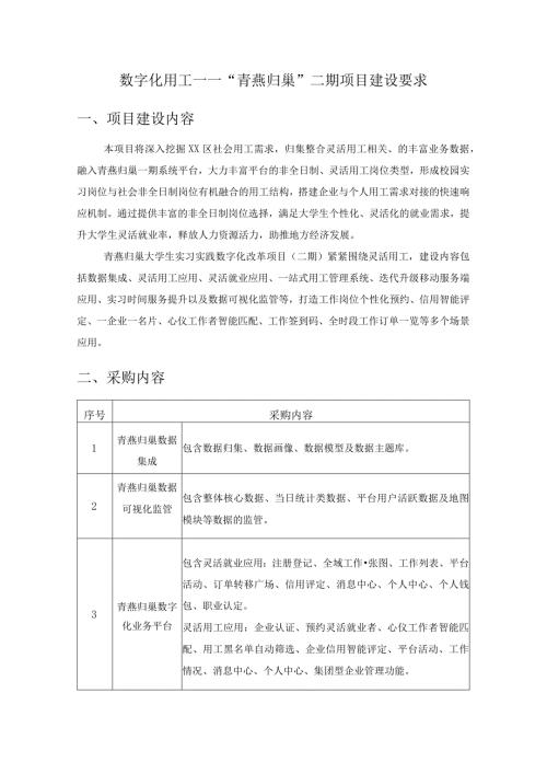 数字化用工——“青燕归巢”二期项目建设要求.docx