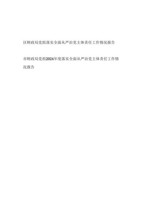 20242025财政局党组落实全面从严治党主体责任工作情况报告2篇.docx