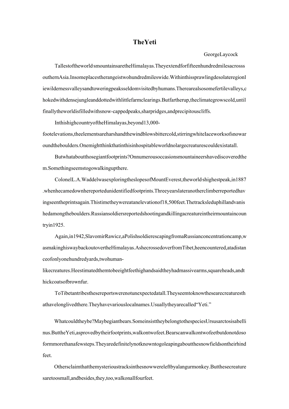 The Yeti.docx_第1页