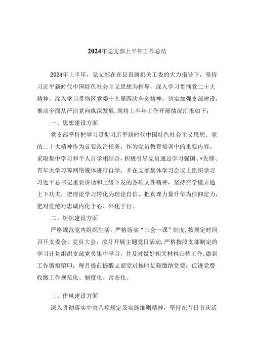 2024年党支部上半年工作总结精选版八篇合辑.docx