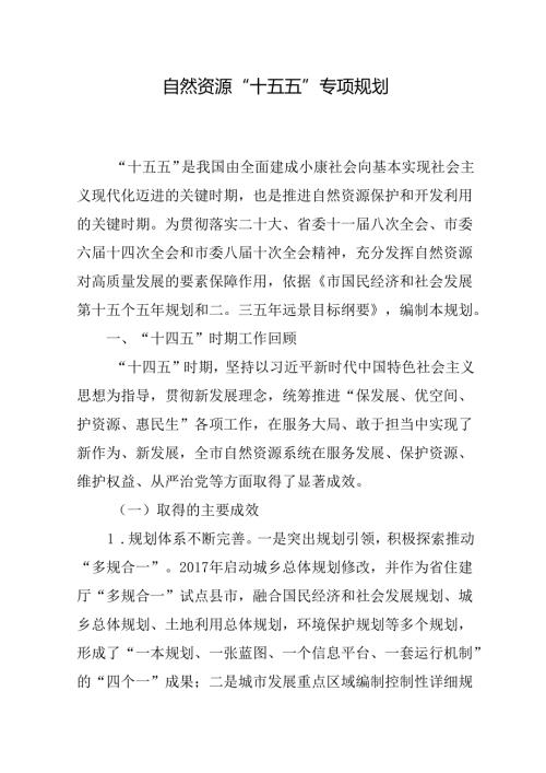 自然资源“十五五” 专项规划.docx
