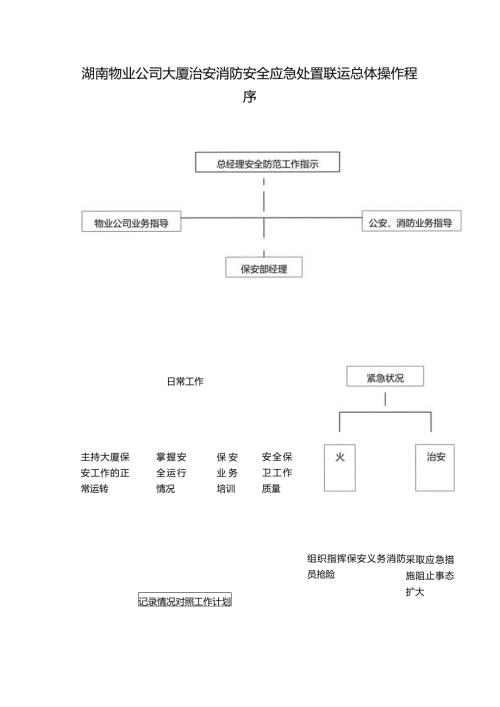 湖南物业公司大厦治安消防安全应急处置联运总体操作程序.docx