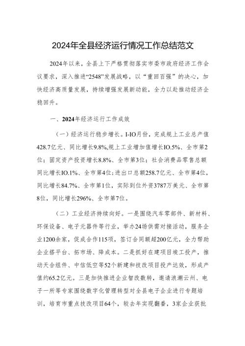 2024年地方经济运行情况工作总结范文.docx