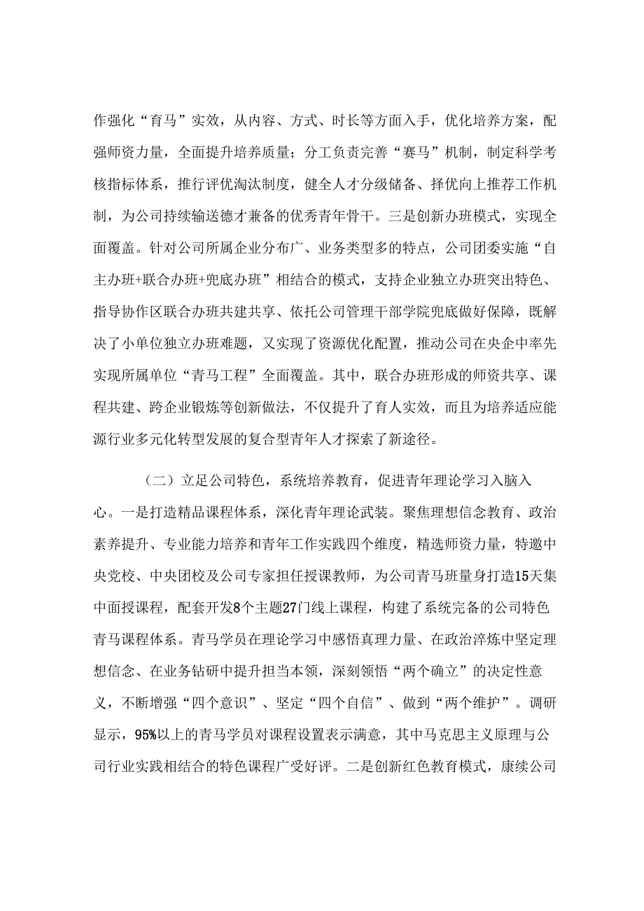 国有企业关于推进“青马工程”强化青年干部培养工作情况的报告.docx_第2页