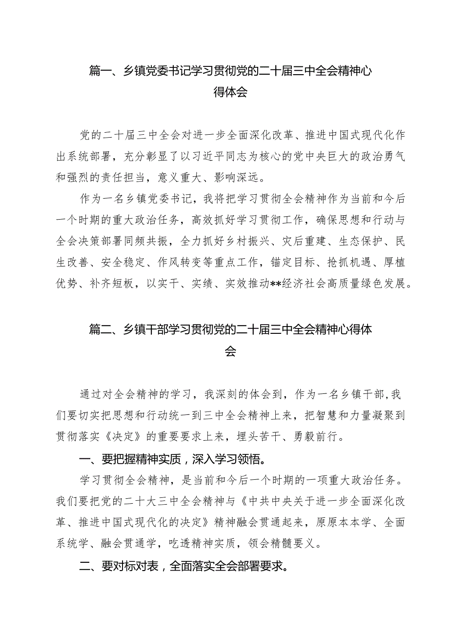 （13篇）乡镇党委书记学习贯彻党的二十三中全会精神心得体会（精选）.docx_第2页