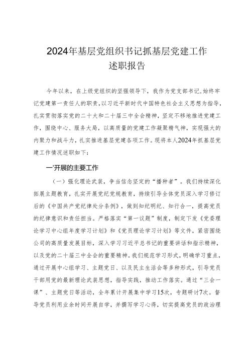 2024年党支部书记抓基层党建工作述职报告（通用范文）.docx