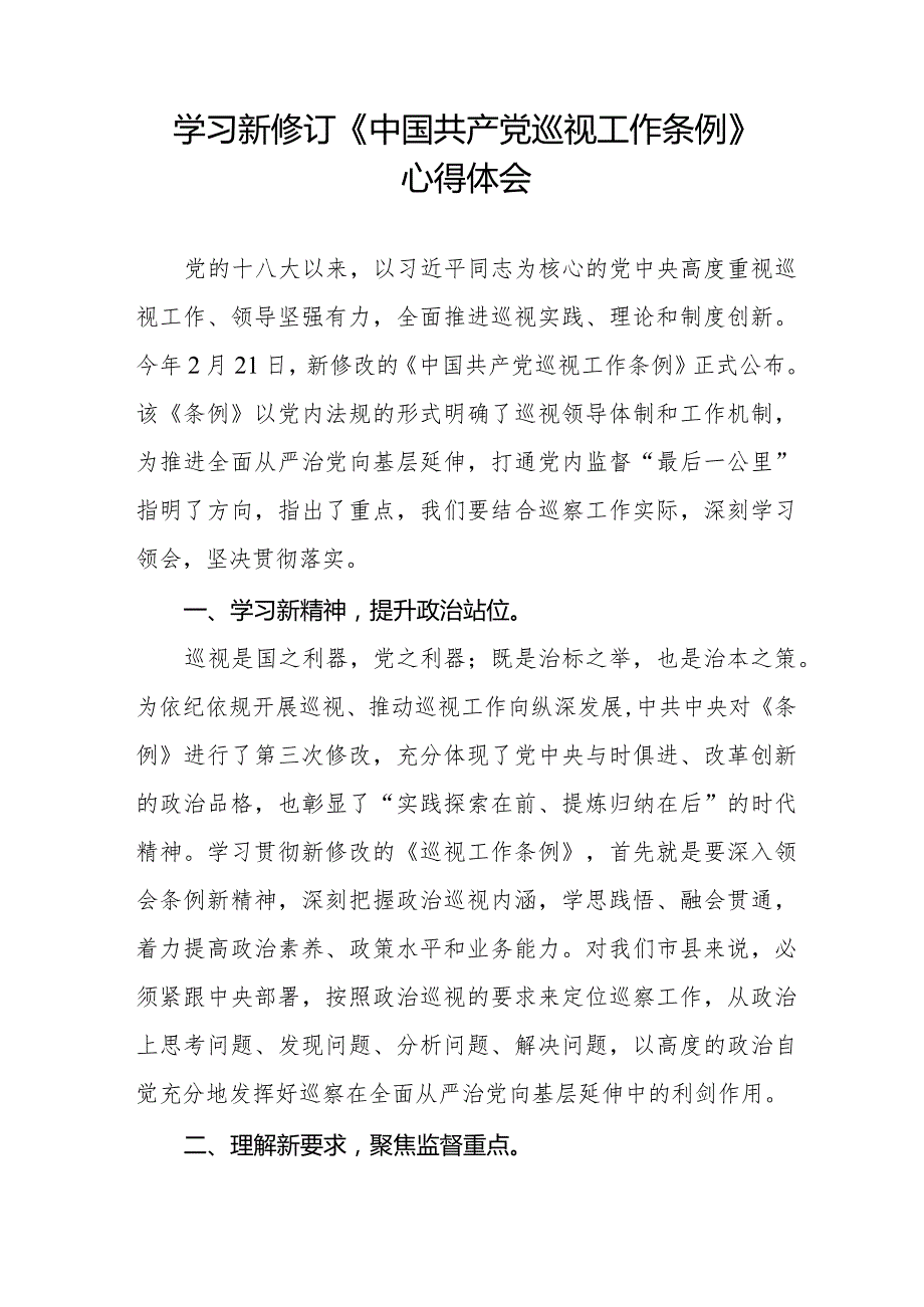 2024年新版《中国共产党巡视工作条例》学习心得体会7篇.docx_第3页