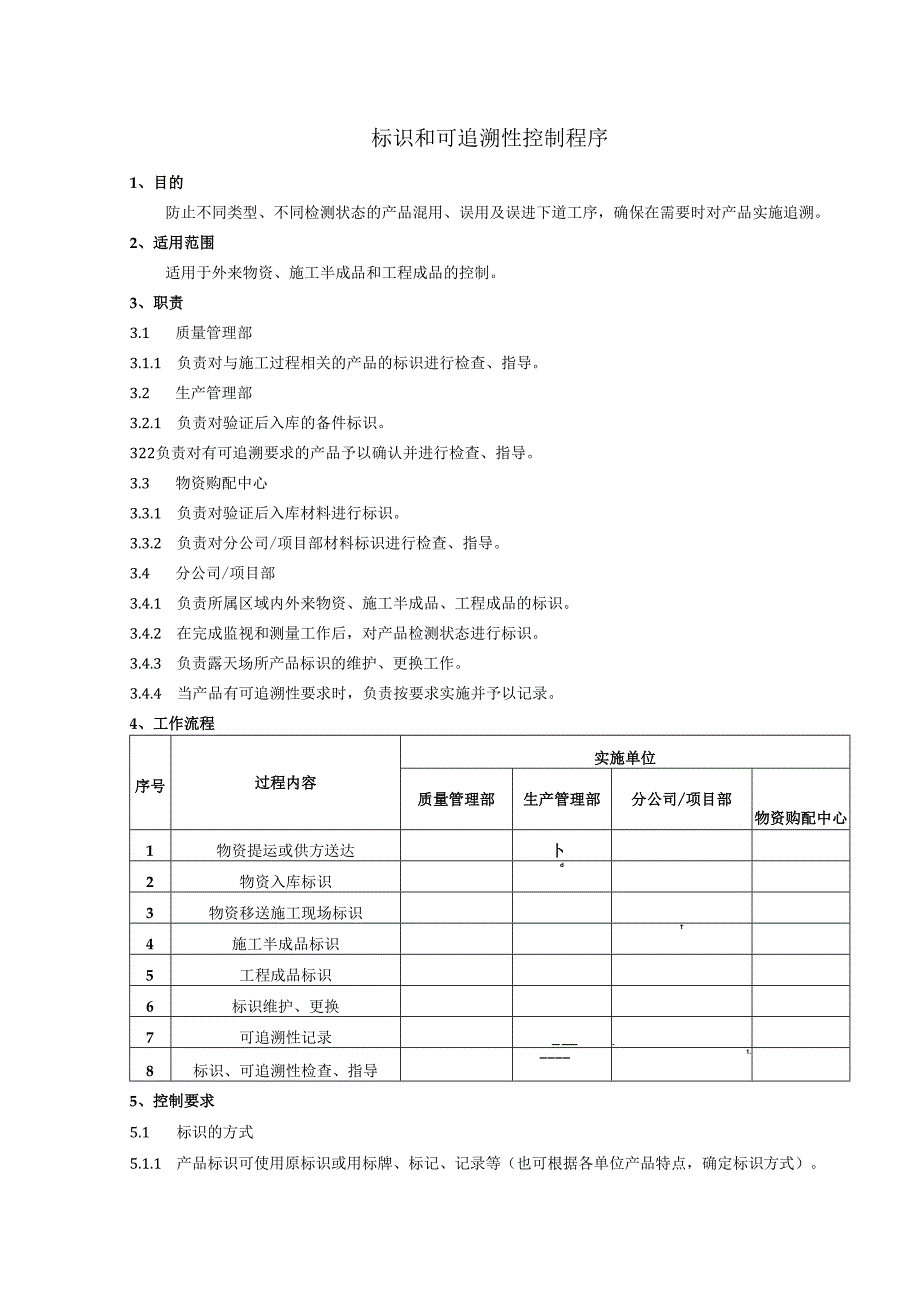 标识和可追溯性控制程序、工作流程图表.docx_第1页