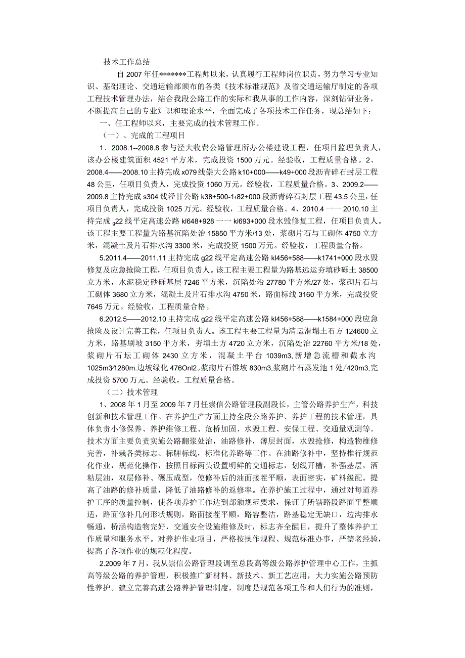 评高级工程师技术工作总结(3000字).docx_第1页