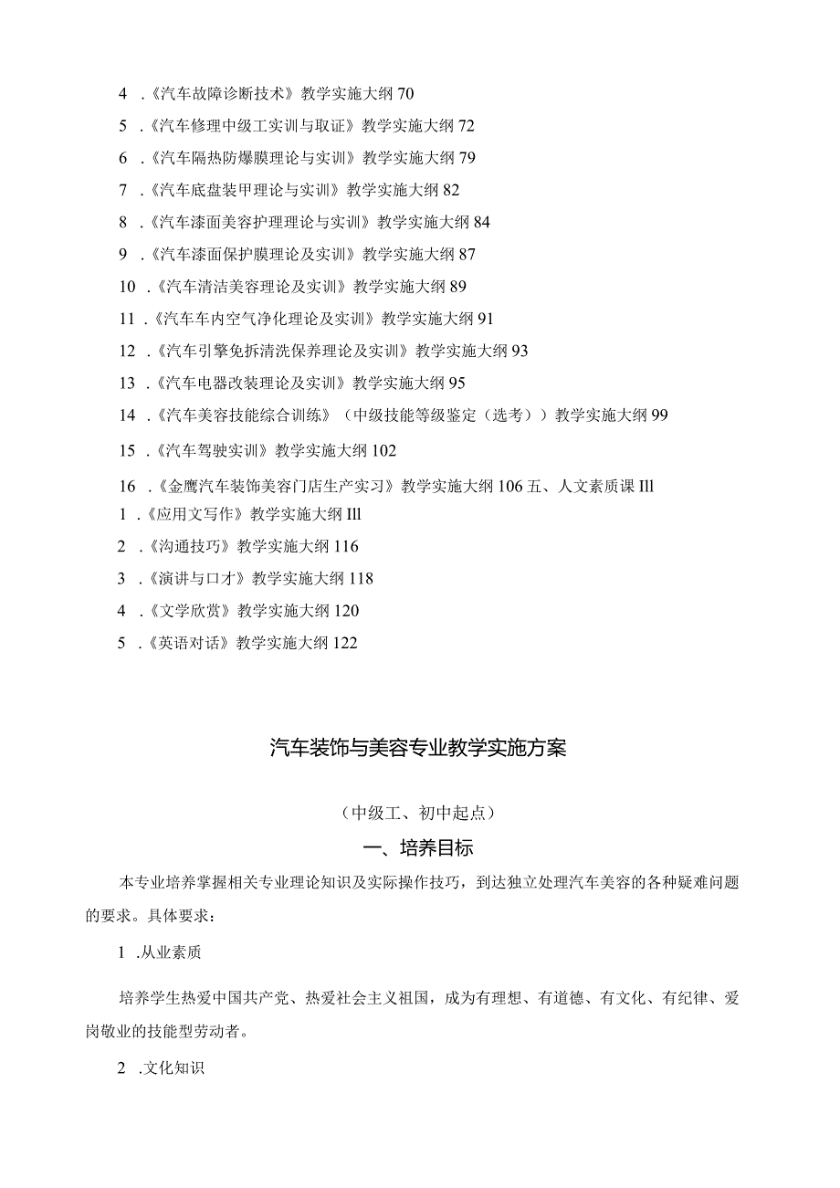 汽车装饰与美容专业教学大纲(中级工初中起点).docx_第2页