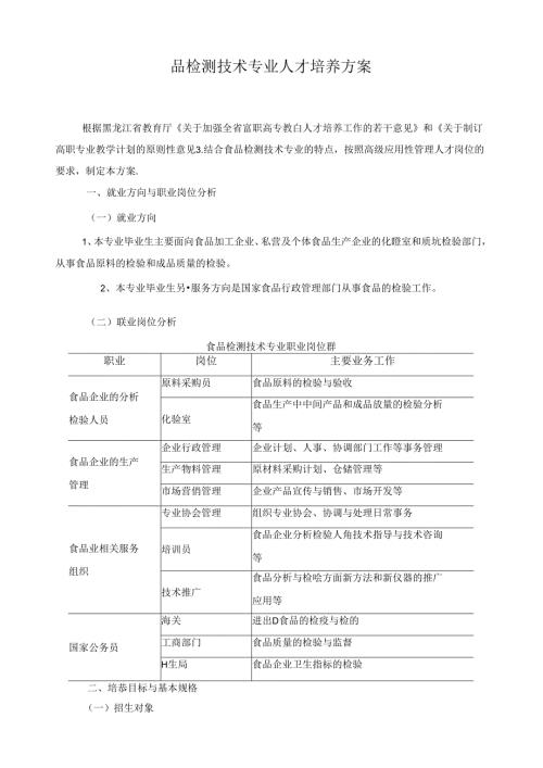 品检测技术专业人才培养方案.docx
