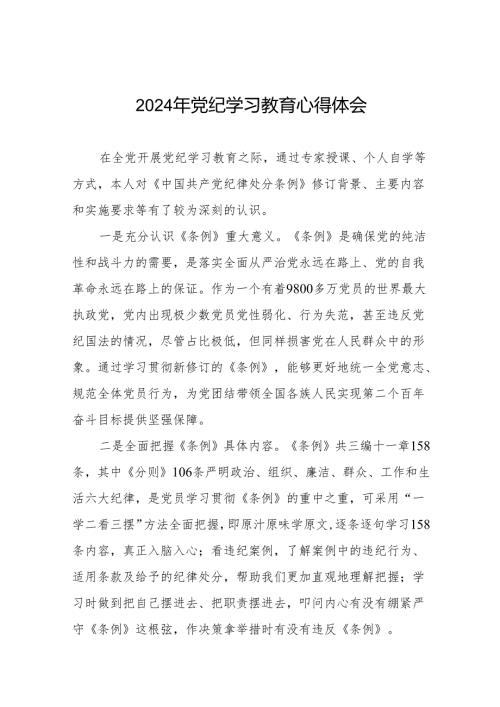 党员干部关于2024年党纪学习教育活动学习贯彻2024版中国共产党纪律处分条例的学习体会8篇.docx