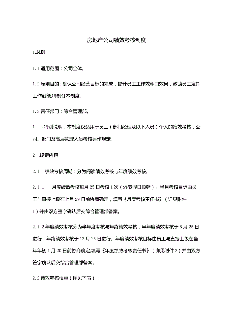 房地产公司绩效考核制度.docx_第1页