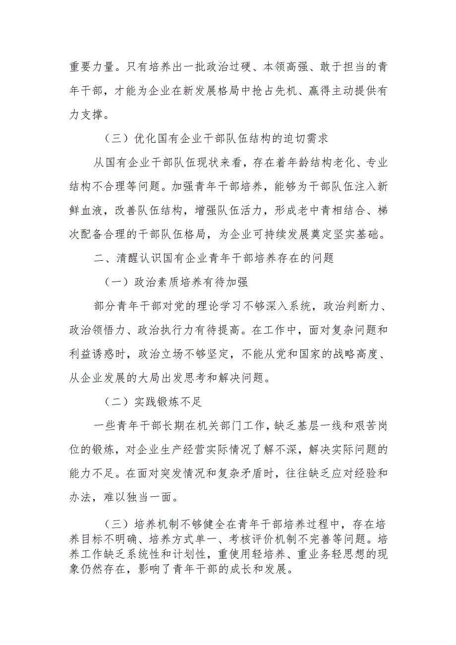 国企七一党课讲稿：加强国有企业青年干部培养 筑牢高质量发展人才根基.docx_第2页