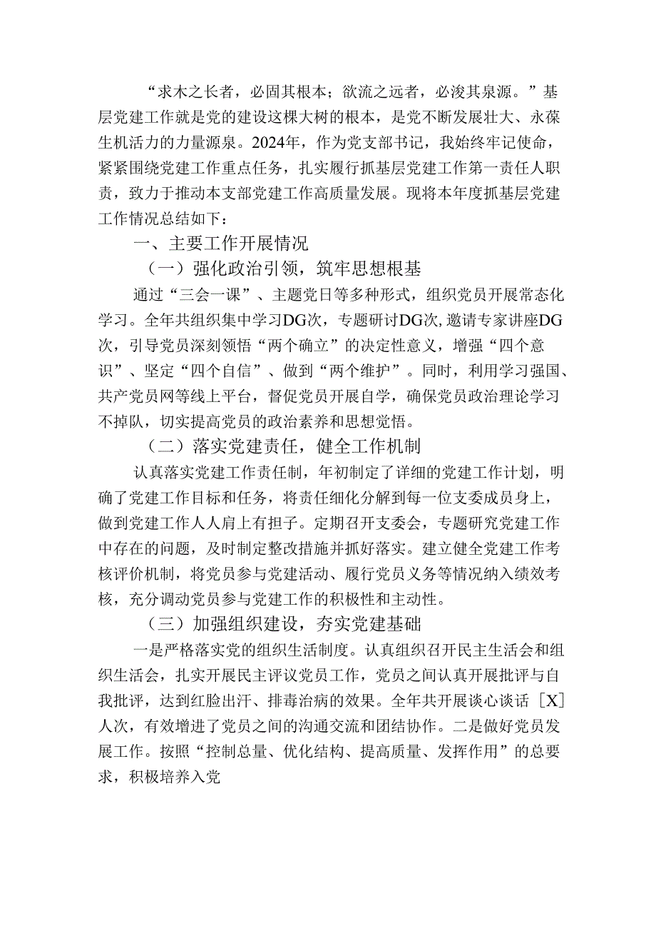 关于党支部书记抓基层党建工作总结报告（精选）.docx_第2页