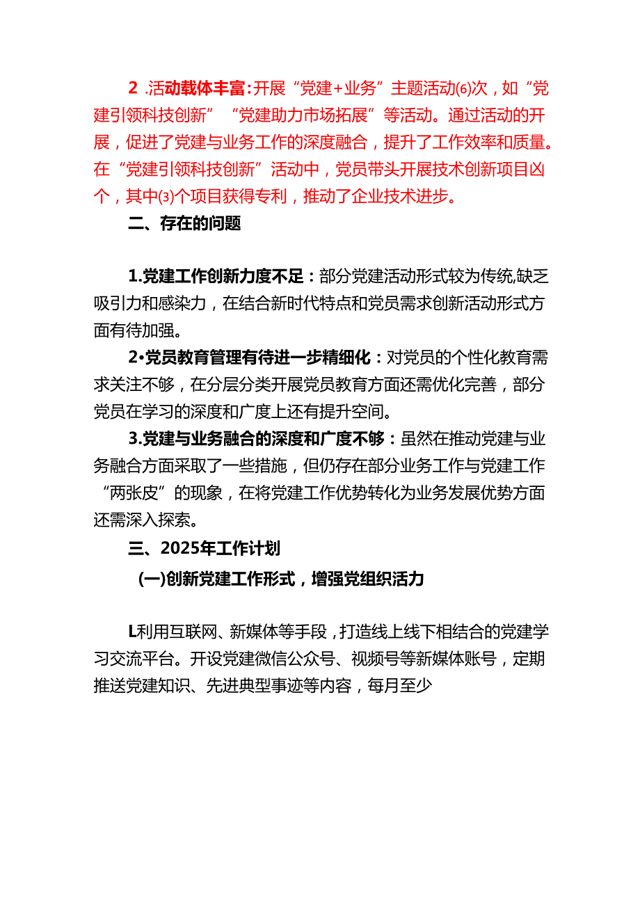 2024 党建工作总结暨2025年工作计划（精选）.docx_第3页