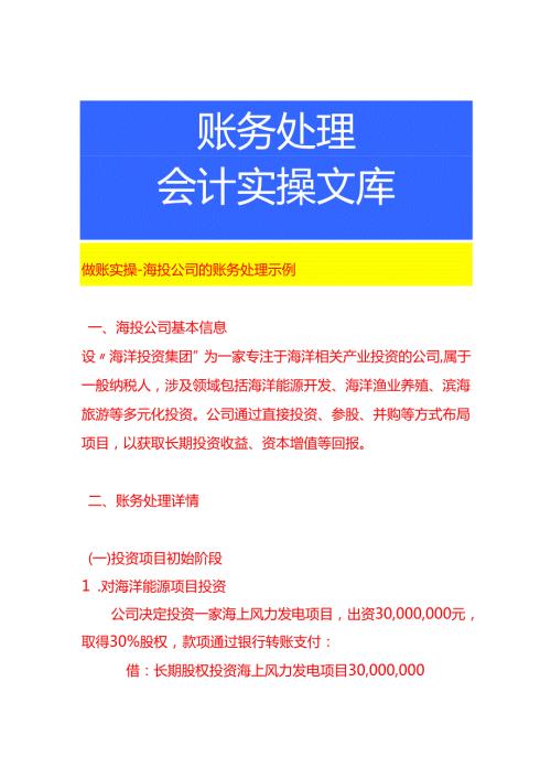 做账实操海投公司的账务处理示例.docx