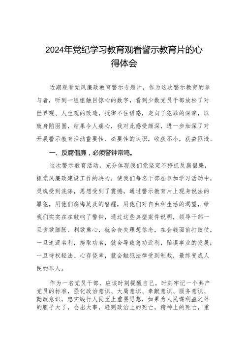 医院院长关于2024年党纪学习教育观看警示教育片心得体会八篇.docx