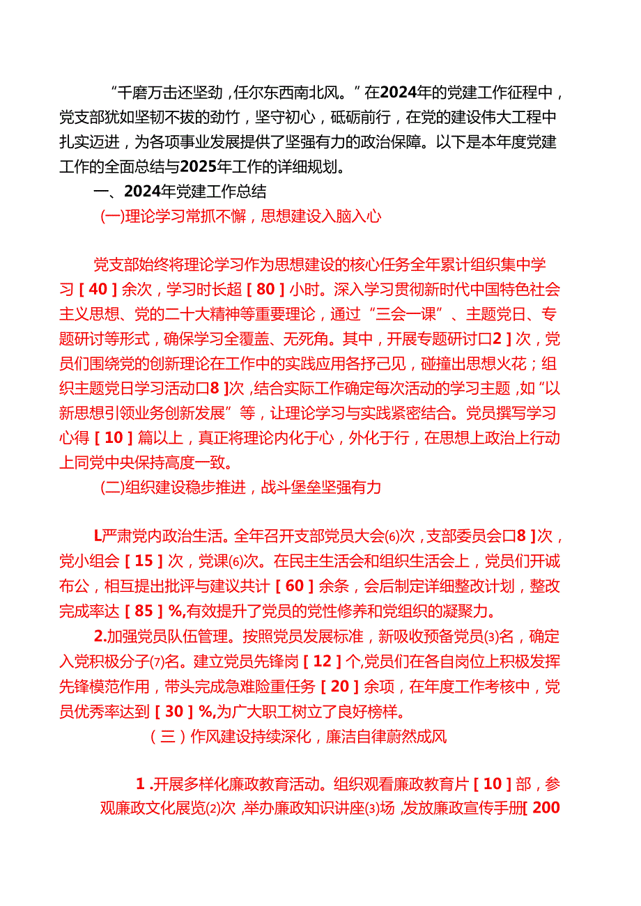 2024 党支部党建工作总结暨2025年工作计划（完整版）.docx_第2页