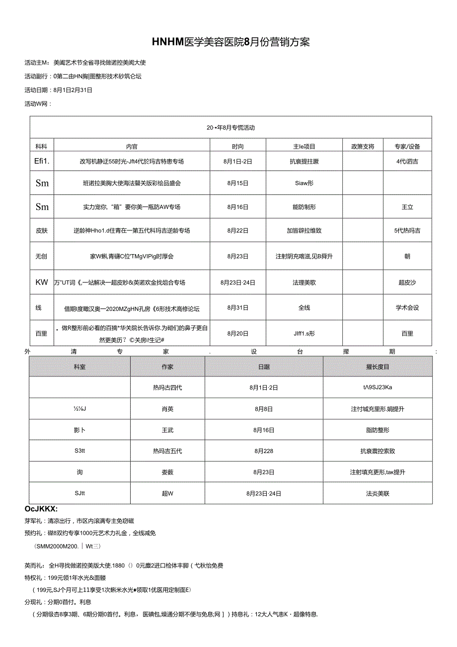 医美整形医院8月营销执行方案.docx_第1页